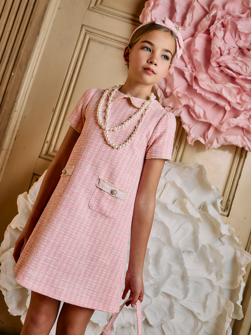 patachou pink dress Girls pink dress with bow